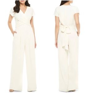 Gal Meets Glam Delaney Wrap Bodice Jumpsuit Cream